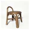 Banco de Entrada de Rattan Rattan Genuíno Banco para Trocar Sapatos em Casa Estilo Retrô Rattan Trançado Banquinho Pequeno Banquinho Baixo Trançado Banquinho Redondo Simples