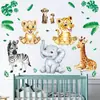 Pegatinas de Pared de Dibujos Animados de Animales de la Selva Transfronterizos Elefante Jirafa León Cebra Pegatinas de Bosque Decoración de Fondo para Habitación Infantil