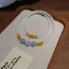 Pulsera de Doble Círculo Aguamarina Fresca y Suave Estilo Chino para Mujer, Exquisita y Versátil, Apilable, con un Amuleto de Paz y Diseño de Anillo Corredizo