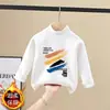 Camiseta Térmica de Manga Larga con Cuello Medio Alto de Forro Polar para Niños, Ropa Interior, Estilo Nuevo Otoño e Invierno, Top Cálido y Versátil