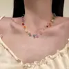 Collar de Cristal Colorido Fresco Estilo Europeo y Americano Dopamina Cadena de Clavícula de Moda Estilo Ins Cadena de Cuello Simple Versátil Accesorio