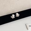 Brincos de pérolas francesas requintadas de alta qualidade, doces, pequenas, frescas, com personalidade, brincos de diamante brilhantes, brincos de pino de prata S925