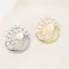 Broche Guirnalda de Zirconia Hoja de Olivo Estilo Coreano Elegante Pin para Chaqueta de Traje de Mujer Broche de Cristal Perla