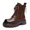 Botas Martin de otoño e invierno, color liso, suela gruesa, estilo británico, con aumento de altura para personas de estatura pequeña, elegantes y versátiles.