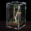 Caja de Cría de Reptiles Acrílica Transfronteriza Tipo Vertical Alta Transparencia de 360 Grados para Geckos, Lagartijas, Mantis, Arañas, Cangrejos Ermitaños, Insectos