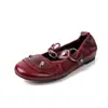 Sapatos Mary Jane de Couro com Fivela de Rebite Design de Nicho Primavera 2026 Salto Escondido Baixo Bico Redondo Couro Genuíno Sapatos Femininos