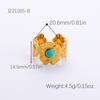 Anillo de acero inoxidable con piedra natural de estilo retro, oro de 18 quilates, turquesa claro de lujo, anillo de verano para mujer de alta calidad