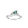 Anillo de Plata de Ley S925 Estilo Bosque Ramas y Hojas Verde Tierno para Mujer Moda Elegante Retro Lujo Accesible Anillo de Circonita Colorida