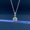 Colar de prata de lei s925 com moissanita para mulheres, corrente de clavícula luxuosa estilo ins com seis garras cravejadas, colar de moissanita de um quilate