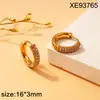 Pendientes de Aro Completamente Diamantados de Acero de Titanio y Oro de 18 Quilates Transfronterizos Europeos y Americanos Más Vendidos para Mujer, Estilo Ins, Aros Versátiles Simples, Pendientes de Lujo Ligero