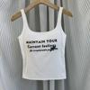 Camisola Estampada con Letras de Chica Dulce Americana para Mujer Verano Todo en Uno Copa Fija Ropa Interior Sin Uso Top Versátil