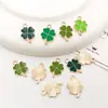 Trevo de Quatro Folhas com Gotejamento de Óleo Verde Acessórios para Joias DIY Pulseira Brincos Chaveiro Pingente de Liga Charme Acessórios