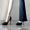 Zapatos de Plataforma de Tacón Alto Impermeables de Nuevo Estilo para Mujer con Tacones Delgados Que No Cansan los Pies, Zapatos de Salón Individuales Sexy de Gamuza Negra con Punta Hueca para Estudiantes