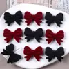Coreano Dulce Otoño e Invierno Felpa Borgoña Lazo con Perlas Tocado Pendientes DIY Joyería Accesorios Hechos a Mano Venta al por Mayor