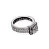 Anillo de compromiso de moda europea y americana con circón, eléctrico, de venta caliente transfronteriza, anillo de circón de diamante cuadrado redondo para mujer f1781