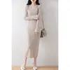 Falda de punto de lana de alta calidad, estilo nuevo para otoño e invierno, moda acampanada, ajuste ceñido, longitud media, bodycon, color liso