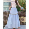 Falda de Estilo Étnico Primavera y Verano Nueva Elegante Falda de Línea A que Cubre la Entrepierna Bohemia Francesa Aspecto Adelgazante Ropa de Mujer