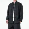 Traje Tang de cuello alto, corte holgado, talla grande, con botones, chaqueta casual de otoño estilo chino jacquard retro 2026, chaqueta con estampado de tigre para hombre