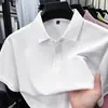 Camiseta de Manga Corta para Hombre de Algodón de Fibra Larga de Xinjiang Verano 2025 Nueva Casual de Negocios Color Sólido Cuello de Solapa Polo de Media Manga