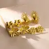 Brincos Europeus e Americanos Transfronteiriços de Aço Inoxidável Atmosféricos Simples Dourados Flor de Pétala Exagerados Estilo Retrô Brincos Brincos