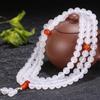 Pulseira de calcedônia branca gelada de lichia vermelha da internet pulseira de 108 contas para homens e mulheres contas pulseira multicírculo presente