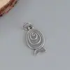 Anillo doble de plata de ley S925 con accesorio de florete plata tailandesa retro colgante de pez pequeño material de cuentas para hacer manualidades al por mayor