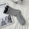 Blogger de Corea del Sur con calcetines grises a juego de color, calcetines de rizo doble Luo Kou de algodón absorbente del sudor sin costuras para las cuatro estaciones