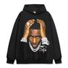 Camiseta de manga corta con estampado de Young Dolph estadounidense transfronterizo, suéter holgado con capucha y cuello redondo de manga larga lavada para hombre, venta al por mayor