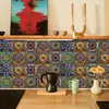 Azulejos Adhesivos Elemento de Vidriera Estilo Étnico de Oriente Medio Salpicadero de Cocina Autoadhesivos Impermeables y a Prueba de Aceite Adhesivos Decorativos de Pared