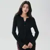Nuevo cárdigan de punto para otoño/invierno con 35% de cachemira, hilos metálicos, cuello redondo en V, textura acanalada, colores lisos y mangas largas