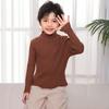 Camiseta Base de Punto para Niños Ropa de Otoño e Invierno para Niños y Niñas Suéter de Cuello Semi-alto Color Sólido Suave Elástico de Tacto Ceroso Top Interior de Raya