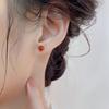 Aretes de Plata Esterlina 925 con Ágata Roja, Retro, Exquisitos, Compactos, Nicho para Perforaciones de Oreja de Estilo Extranjero, Aretes de Estilo Cool de Alta Gama