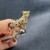 Acessórios DIY Temperamento Luxuoso Broche Leopardo Agressivo Cobre Banhado a Ouro Zircônia Broches Masculinos e Femininos Corsage de Pérola Suporte Vazio