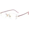Gafas de Prescripción Ambush para Mujer sin Montura, Bordes Cortados, Titanio Puro, Incrustación de Concha