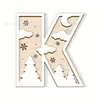 Enfeites Decorativos de Madeira de Natal Transfronteiriços com 26 Letras e Design de Padrão Floral para Artesanato e Decoração Caseira