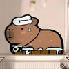 Tapete de Piso para Baño de Capibara, Dibujo Animado de Hamburguesa y Cola, Tapete Absorbente para Pies, Tapete Antideslizante para Baño, Tapete para Puerta de Entrada