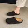 Novidade Primavera e Outono 2025 Estilo Coreano Multicor Sapatos Birkenstock de Solado Grosso Moda Rasteirinha Slip-On Bico Fechado Chinelos Meio Aberto Retrô para Mulheres