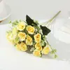 Decoración de Flores Artificiales Ramo Pequeño de Rosas Arreglo Floral para Mesa de Comedor Decoración de Macetero en Valla Exterior Rosas Pequeñas