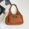 Bolsa Feminina de Veludo Cotelê, Grande Capacidade, Nova Versátil da Moda para Ombro, Textura Vintage, Novo Modelo 2026