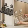 Caja de almacenamiento de cocina para cebolletas, jengibre y ajo, estante multifuncional de pared con ventosas, no requiere taladro, compartimentos divididos para frutas y verduras