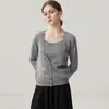 Tricô Pulôver Falso Duas Peças de Cashmere Feminino Manga Longa Multi-Botão Outono/Inverno Novo Estilo Versátil Top Suéter Solto
