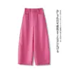 Calças de Linho Tencel Wide-Leg para Mulheres 2026 Verão Novo Estilo Verde Fruta Soltas Cropped Versáteis Casuais Finas