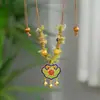 Collar de Cerámica de Jingdezhen con Forma de Pez Caperucita Roja Nuevo Estilo Chino Estilo Étnico Cadena Larga de Lana de Cerámica Accesorios de Estilo Antiguo para Mujeres