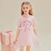 Falda de Camiseta con Contraste Dulce ip Joint Merlot para Niñas Verano 2025 Nuevo Estilo Falda para Niños Medianos y Grandes