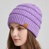 Chapéu de Tricô Feminino para Rabo de Cavalo Outono e Inverno, Gorro Quente de Lã, Chapéu Simples de Tricô Liso, Chapéu de Lã Feminino em Estoque