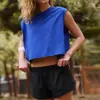 2026 Amazon Mais Vendido Tendência Estilo de Rua Cropped Casual Camiseta Moda Feminina Europeia e Americana Solto Cor Sólida Top