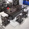 Mesa de centro de tablero grande de madera maciza Combinación de mesa de centro y silla Oficina Hogar Mesa para preparar té estilo Zen