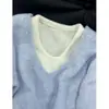 Moda V-Neck Conjunto de Dos Piezas Tejido Cachemir para Mujer Otoño e Invierno Perezoso Holgado Suéteres Pulóver Suéteres 100% Lana para Abrigo