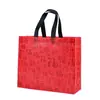Bolsa Tote de Tecido Não Tecido Vermelha com Embalagem de Sacola de Presente 3D Laminada, Bolsa para Roupas, Sacola para Lembrancinha de Casamento