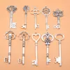 Set de 10 Colgantes de Llave de Plata Antigua y Accesorios, 10 Estilos, 1 Cada Uno, Cada Set Pesa Aproximadamente 86g